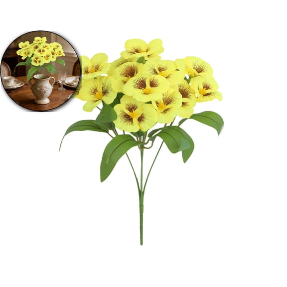Artificial Silk Pansy Flowers Outdoor Spring Flowers Pansies Wildflower UV Resistant Plants Faux Impatiens for Window Box Wedding Party Outside Garden Porch Decor