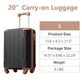 thumbnail image 2 of Leumius 20 Inch Carry-on Luggage Hardside Suitcase with Spinner Wheels, TSA Lock, Travel Luggage with Lightweight Durable ABS Suitcase Black+Brown 02, 2 of 7