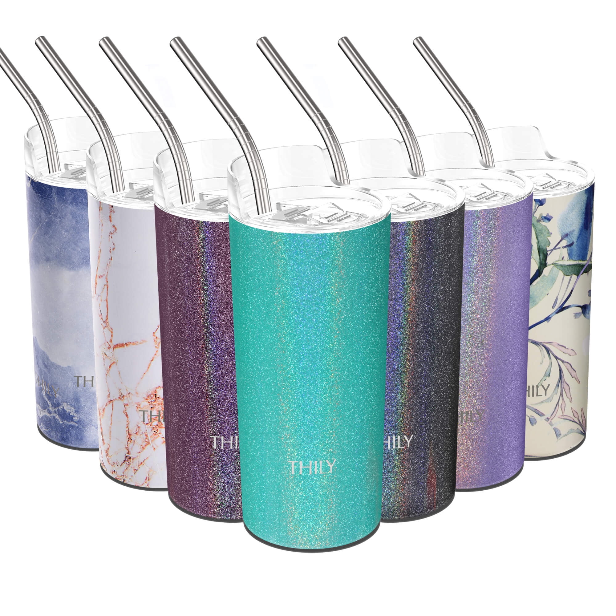 Glitter Tumbler With Lid And Straw, Stainless Steel Thermal Water