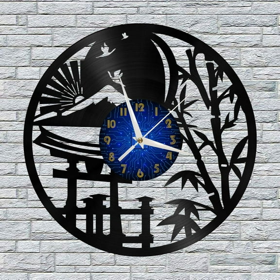 Japanese Torii Gate 12 Inch Vinyl Record Wall Clock - Silent, Creative, and Unique Clock for Living Room, Entryway, or Bedroom Decor - Perfect Gift Idea(12 inchs B without LED)