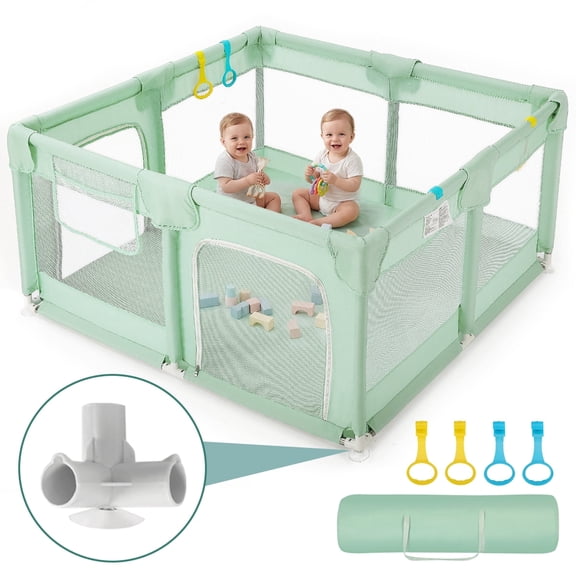 Baby Playpen, Outdoor Play Yard, Portable Play Yard 4-Panel- Baby Safety Playpen for Infant Toddler,Green