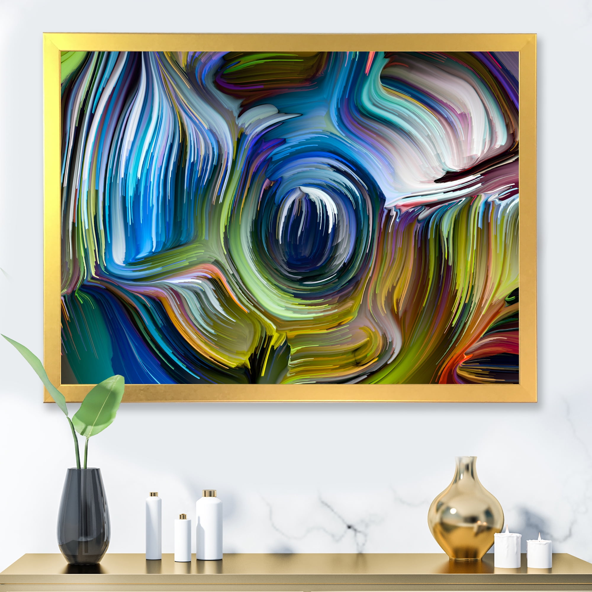 Designart 'Colour Spiral Fusion' Modern Framed Art Print