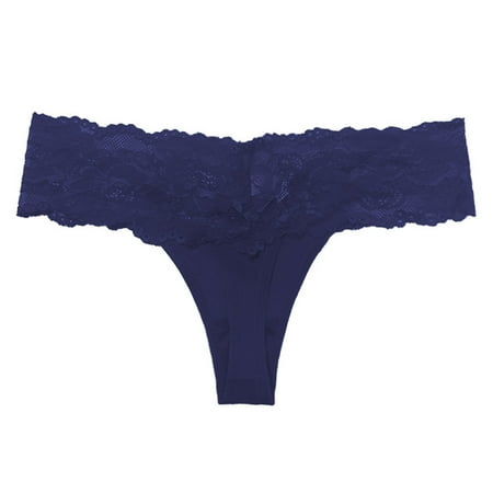 GHSOHS Womens Underwear Thongs Seamless White Panties Women s Panties Flroal Lace Hollow Out Thongs Underwear Comfort Seamless Low Waist Briefs Lingerie Bow Hipster Underpants Blue Panty Cotton  S