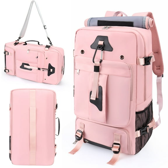 Gynky Travel Backpack for Women Men,50L Waterproof Laptop Backpack Gym Bag with Shoes, Carry On Weekender Bag for Travel Hiking Boarding,Pinkish Purple