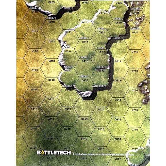 BattleTech Hilltops #1 / Barren Lands #1 Paper Full-Color Double-Sided Map (18 x 22) (No Packaging)