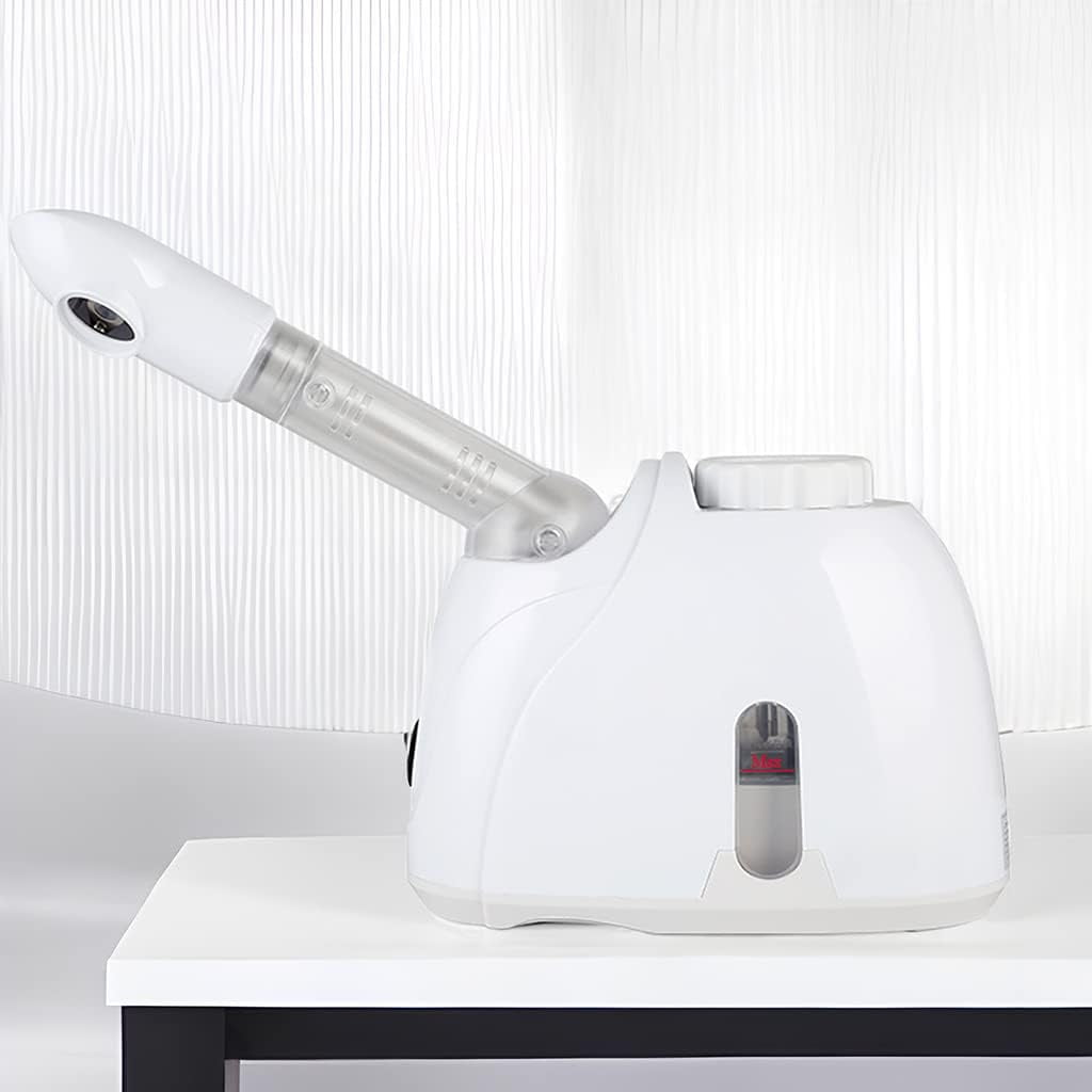 Quiet&Far Facial Steamer Warm Mist Humidifier with Extendable Arm & Adjustable Nozzle for Sinuses Moisturizing Unclogs Pores or deep Cleaning Skin Professional Facial Steamer at Home, White