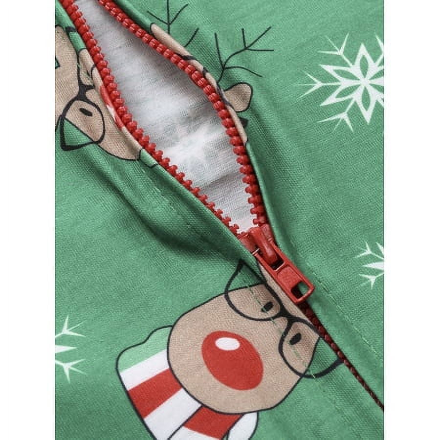Sinhoon Christmas Family Matching Hoodie Pajamas Reindeer One Piece Jumpsuit Zipper Pjs for Adult Kids Baby