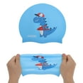 thumbnail image 5 of Unique Bargains 1 Pc Silicone Cartoon Dinosaur Swim Cap Lake Blue, 5 of 6