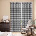 thumbnail image 3 of Geometric Lattice Kitchen Curtains 84 Inch Length, Black Grey Classic Farmhouse Plaid Grommet Top Bedroom Living Room Curtains, Light Filtering Cafe Curtain Drapes 2 Panels Set 84''x84'', 3 of 9