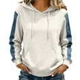 thumbnail image 6 of Perfectbot Women's Drawstring Hoodie, Relaxed Patchwork Sleeve Pullover Sweatshirt with Kangaroo Pocket, 6 of 6