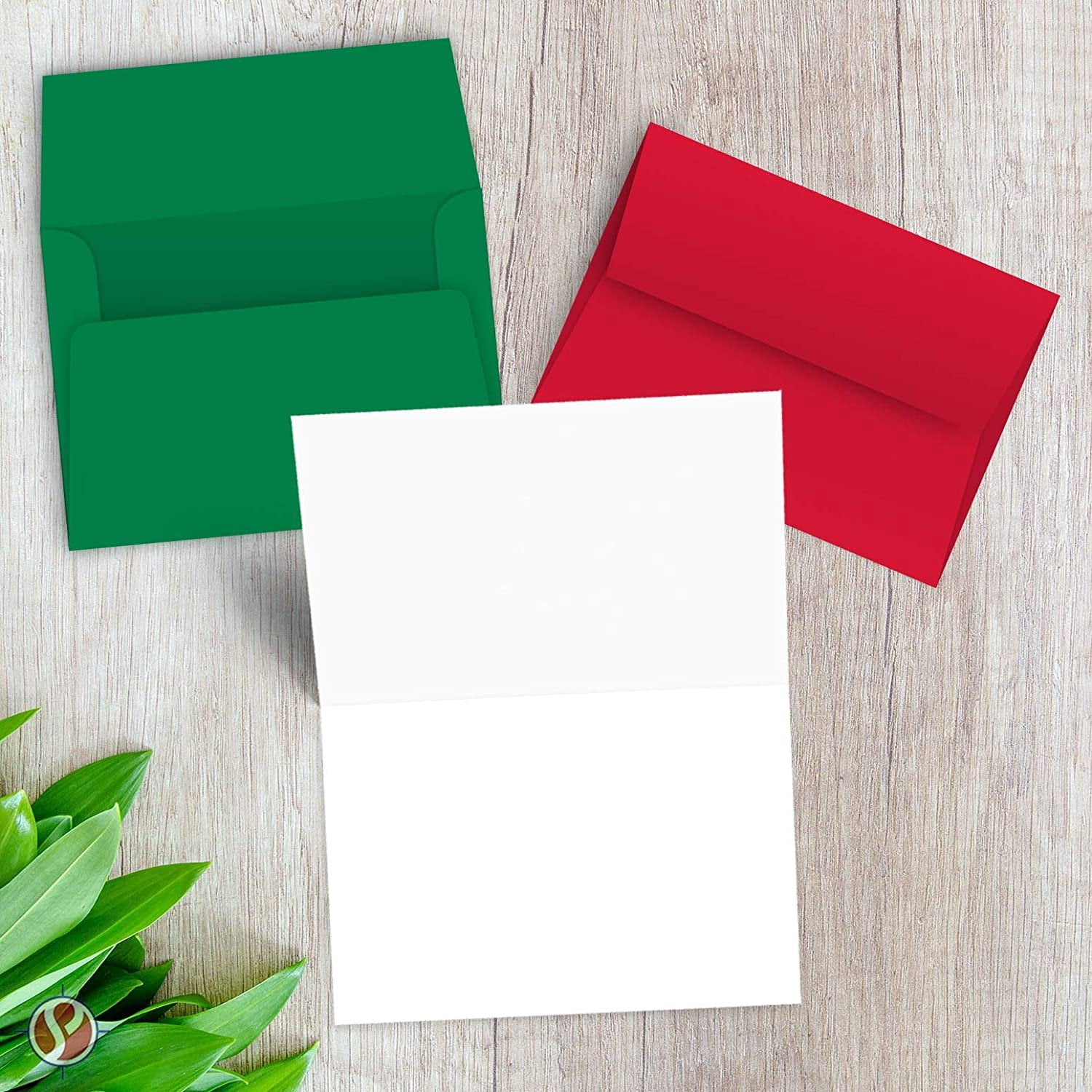 2026 Christmas Greeting Cards Set | 50 White Blank Foldover Cards - 5" x 7" When Folded | Christmas Holiday Color A7 Envelopes - 25 Red and 25 Green Envelopes | Great for Greetings, and Invitations