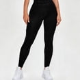 thumbnail image 4 of Women Solid Denim Yoga Pants High Waist Butt Lifting High Stretch Slim Fit Workout Sports Active Pants Black XL, 4 of 8