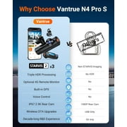 Vantrue N4 Pro S (N4 ProS) 3 Channel Dashcam 4K + 1080P + 2.5K Optional LTE