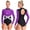 Purple, variant on Gymnastics Leotards for Women Sparkly Ballet Dance Long Sleeve Jumpsuit White S