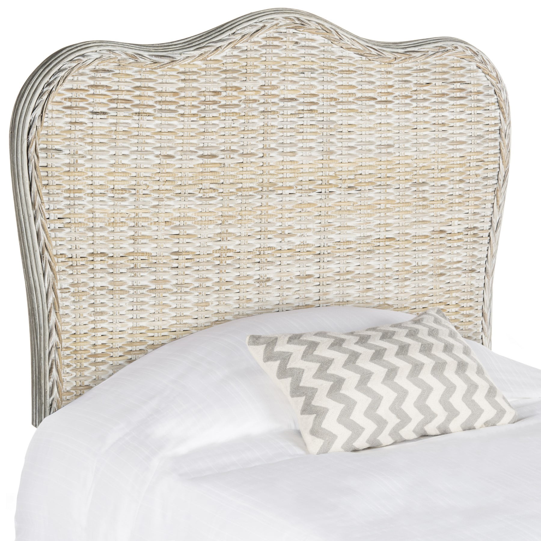 SAFAVIEH Imelda Coastal Rustic Rattan Headboard, Twin, White Washed