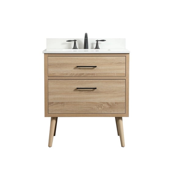 Elegant Decor Boise 30" MDF Single Bathroom Vanity with Backsplash in Mango Wood