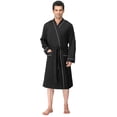 thumbnail image 1 of NY Threads Men's Lightweight Knit Robe Cotton Blend Bathrobe, X-Large, Black, 1 of 4