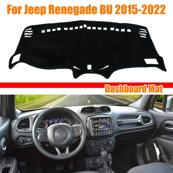 Custom Car Dashboard Cover Mat for Jeep Renegade BU 2015-2022, Sun Shade Dash Pad Instrument Panel Carpets Protector (Only Fit For Left Hand Drive Model), Black
