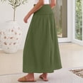 thumbnail image 6 of Maxi Skirts for Women Casual Boho Swing Pleated Beach Long Skirts Smocked Elastic High Waisted Skirts with Pockets L, 6 of 9