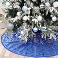 thumbnail image 3 of Deago Christmas Tree Skirt 48 Inches Snowy Pattern Large Christmas Tree Mat with Merry Christmas Stocking for Xmas Holiday Decoration Indoor Outdoor (Blue), 3 of 9