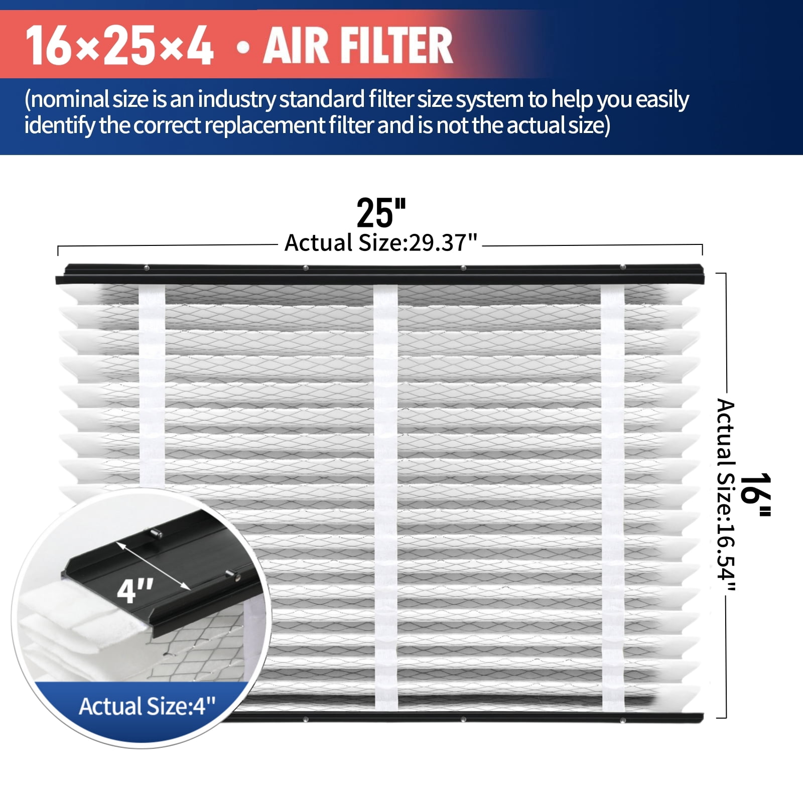 2 Pack 413 Replacement Filter,MERV 13 16x25x4,Compatible with AprilAire Whole House Air Purifiers 1410, 1610, 2140, 2400, 2410, 2416, 3410, 4400, or Space-Gard 2400 with Upgrade Kit 1413