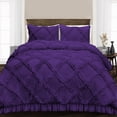 thumbnail image 1 of Oversized King/Palatial King Comforter Diamond Ruffle Purple Luxurious Collection Microfiber Fill Duvet Insert Box Stiched Quilted Fluffy Soft All Season Comforter with Pillowcases & Premium Piping, 1 of 7