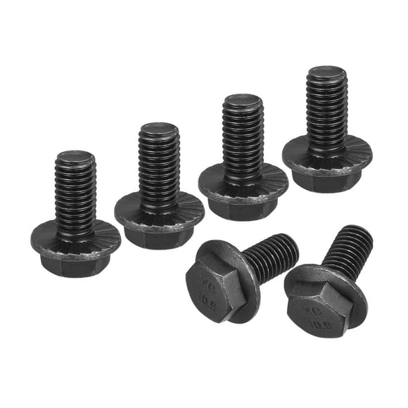 Unique Bargains M12x25mm Hex Serrated Flange Bolts 10.9 Grade Carbon Steel Screws 6 Pack