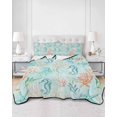 thumbnail image 2 of Quilt King Size Bedding Set, Teal Red Coastal Reversible Summer Quilt 3 Pieces, Nautical Seahorse Beach Coral Starfish Lightweight Bedspreads Coverlets with 2 Pillow Shams for All Seasons, 2 of 5