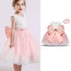 thumbnail image 2 of Wartleves Vestido de novia de princesa con flores de tul y espalda descubierta con volantes y tocado para niñas pequeñas y bebés, 2 of 6