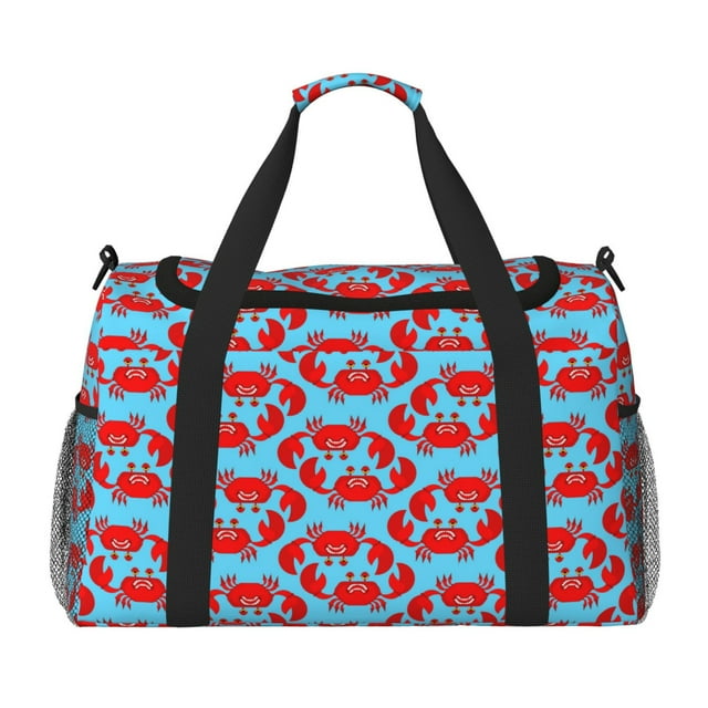Fotbe Cartoon Crabs Bolsa de Viaje con Estampado, Bolsa de Fin de Semana para Mujer con Compartimento para Zapatos, Bolsa de Gimnasio con Bolsillo Húmedo