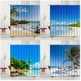 thumbnail image 2 of Summer Seaside Landscape Waterproof Shower Curtain Beach Coconut Tree Blue Sky Baiyun Reef Polyester Fabric Machine Washable, 2 of 6