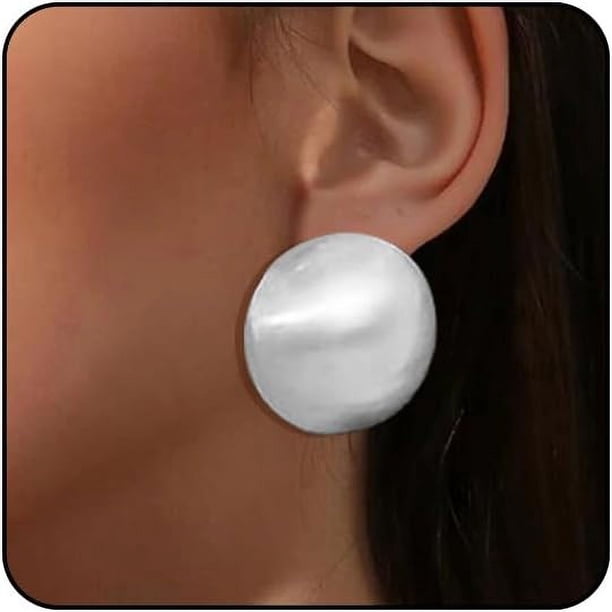 Pendientes de plata para mujer Pendientes llamativos de oro grandes Pendientes de cúpula de corazón hinchados Pendientes de aro grandes y gruesos Pendientes gruesos Pendientes llamativos de plata