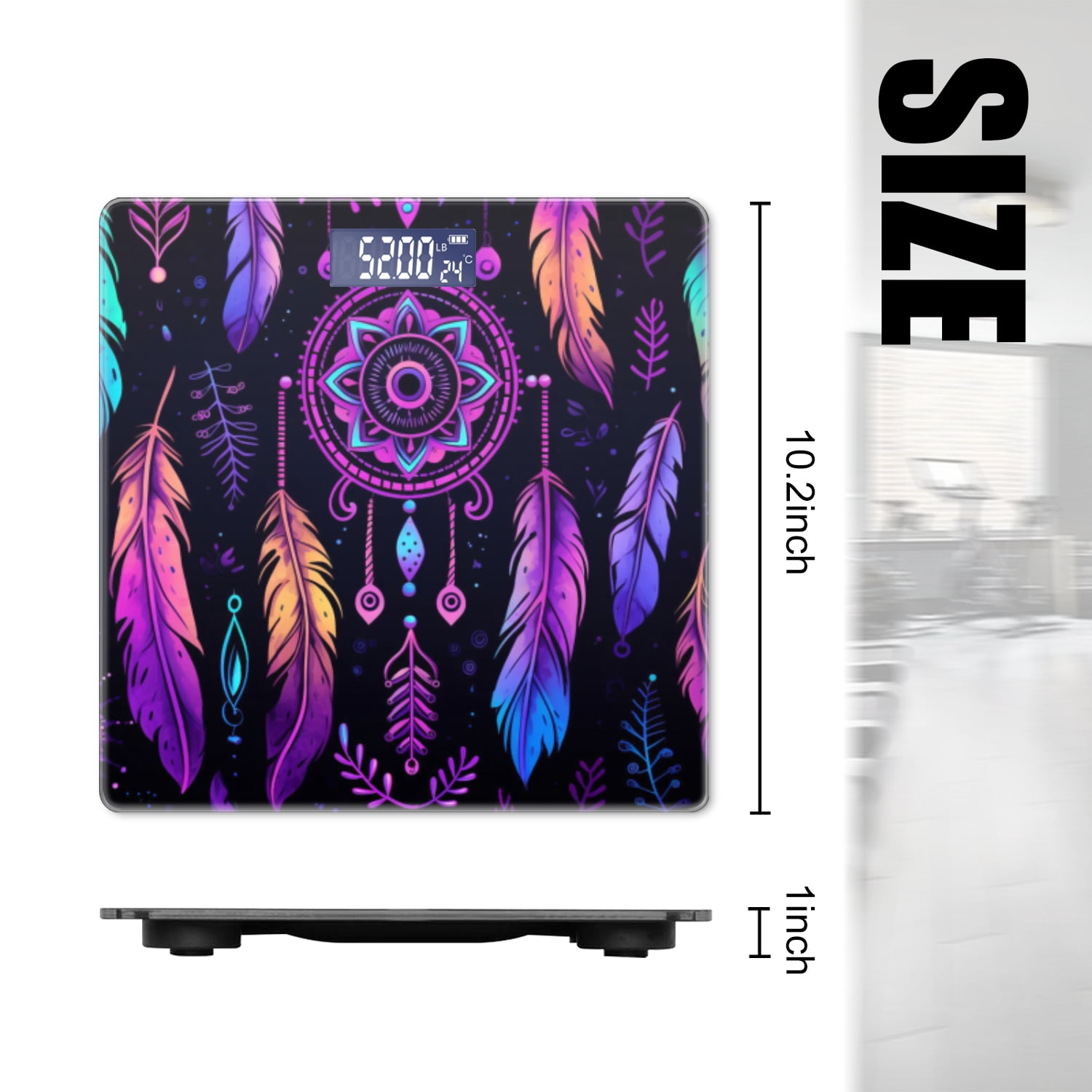 Bathroom Scale, Highly Accurate Digital Body Scale,Precisely Measures Weight up to 400 lbs-Holographic Dreamcatchers With Colors Shifting And Shimmering In The Light