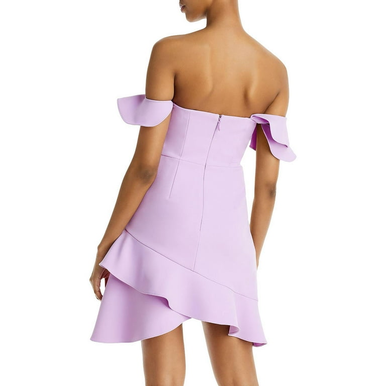 BCBG Max Azria Malik Women s Asymmetrical Ruffled Off The Shoulder Mini Dress