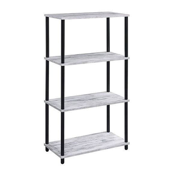 Display Shelves, Antique White and Black Bookshelf with 4 Shelf, Black White Shelving Units,Wood Metal Wooden Display Shelves, Furniture Primary Living Space Display, Shelving & Etageres Antique Whit