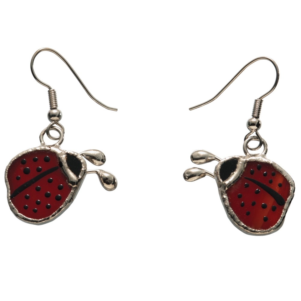 Stained Glass Ladybug Earrings