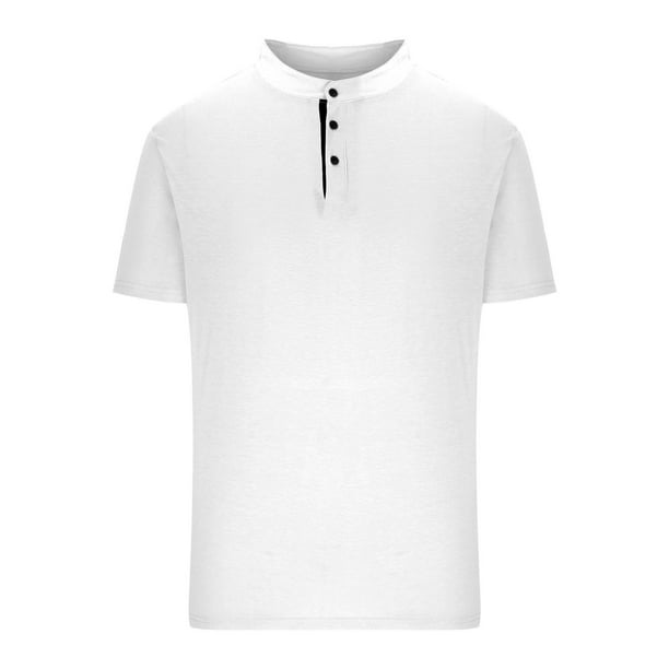 pstuiky Camisas de vestir de manga corta para hombre, Blusa informal de manga corta con cuello redondo y botones de color liso para hombre camisas casuales para hombre s