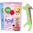 thumbnail image 1 of Floss Picks SMARTLIFECO, biodegradable, para niños, 100 unidades, sin sabor, 1 of 8