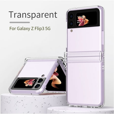 Frusde for Samsung Galaxy Z Flip 3 5G Clear Case with Hinge Protection Ultra Thin Hard PC Z Flip 3 Case