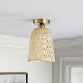 thumbnail image 3 of Bamboo Boho Caged Close to Ceiling Light, Farmhouse Vintage Woven Semi Flush Mount Ceiling Light for Hallway Foyer Bedroom Dining Room Kitchen Balcony, 3 of 7