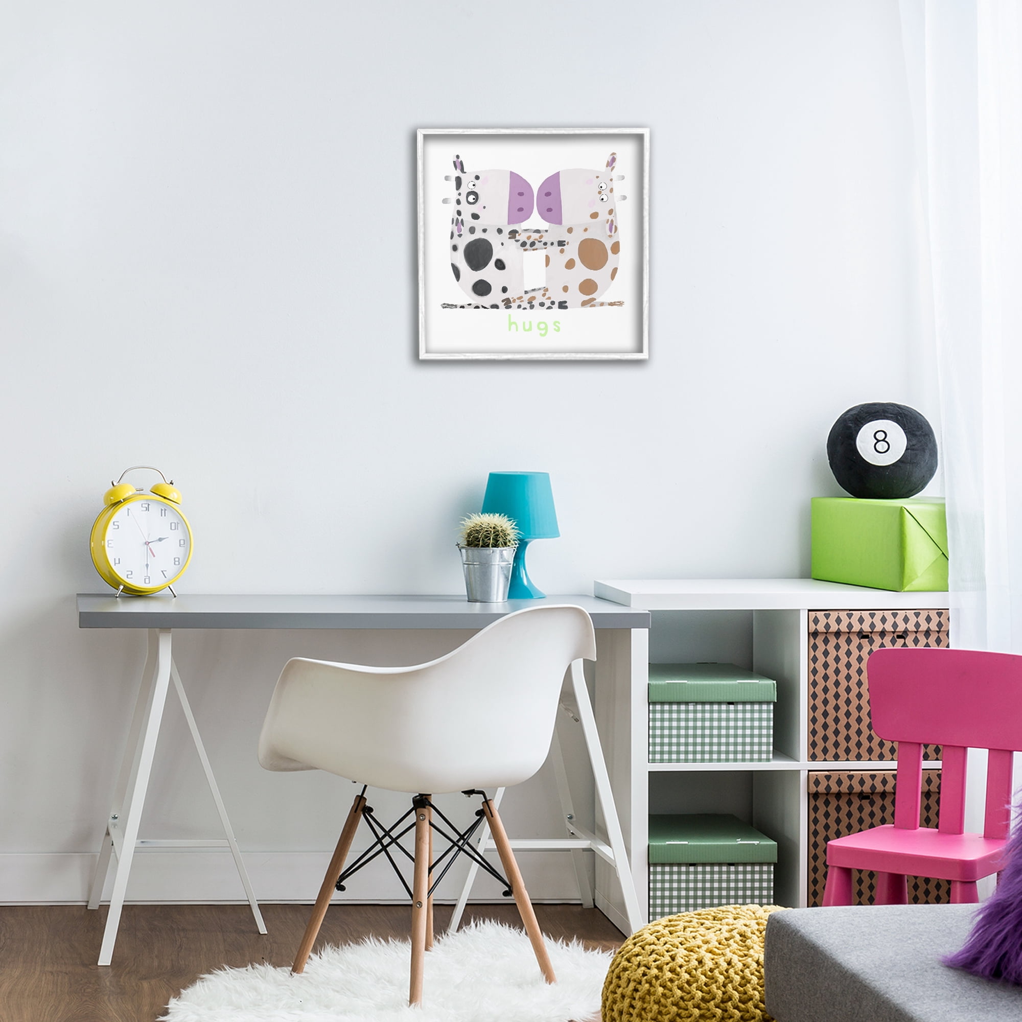 Stupell Industries Cow Hugs Symmetry White Framed Giclee Art, design by Carla Daly
