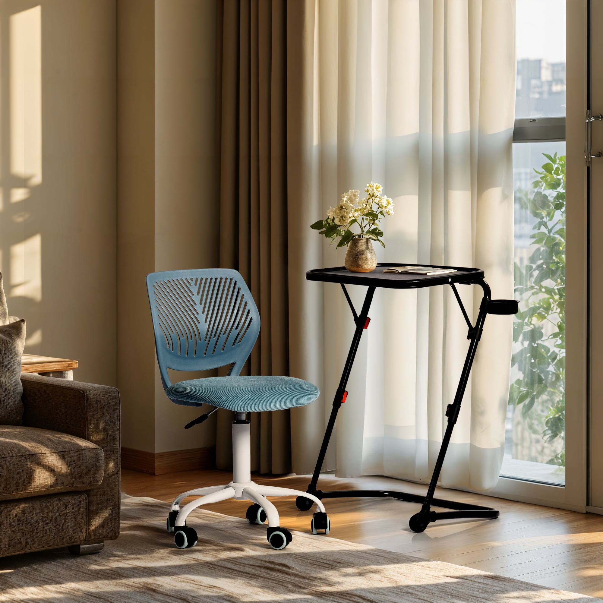 Homy Casa Adjustable Writing Desk, Space-Saving Design for Home Office Workstation Black