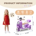 thumbnail image 5 of Xuanlur Upgrade 12V 2 Seater Dual Motor Kids Motorcycle, Girls Ride on Toys with Storage Compartments, Slow Start, USB, Bluetooth, Motorcycle for Kids Aged 3+(Purple), 5 of 7