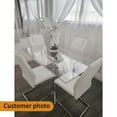 thumbnail image 3 of JUFU Modern White Dining Chairs Set of 4, Faux Leather High Back with Chrome Legs, 3 of 9