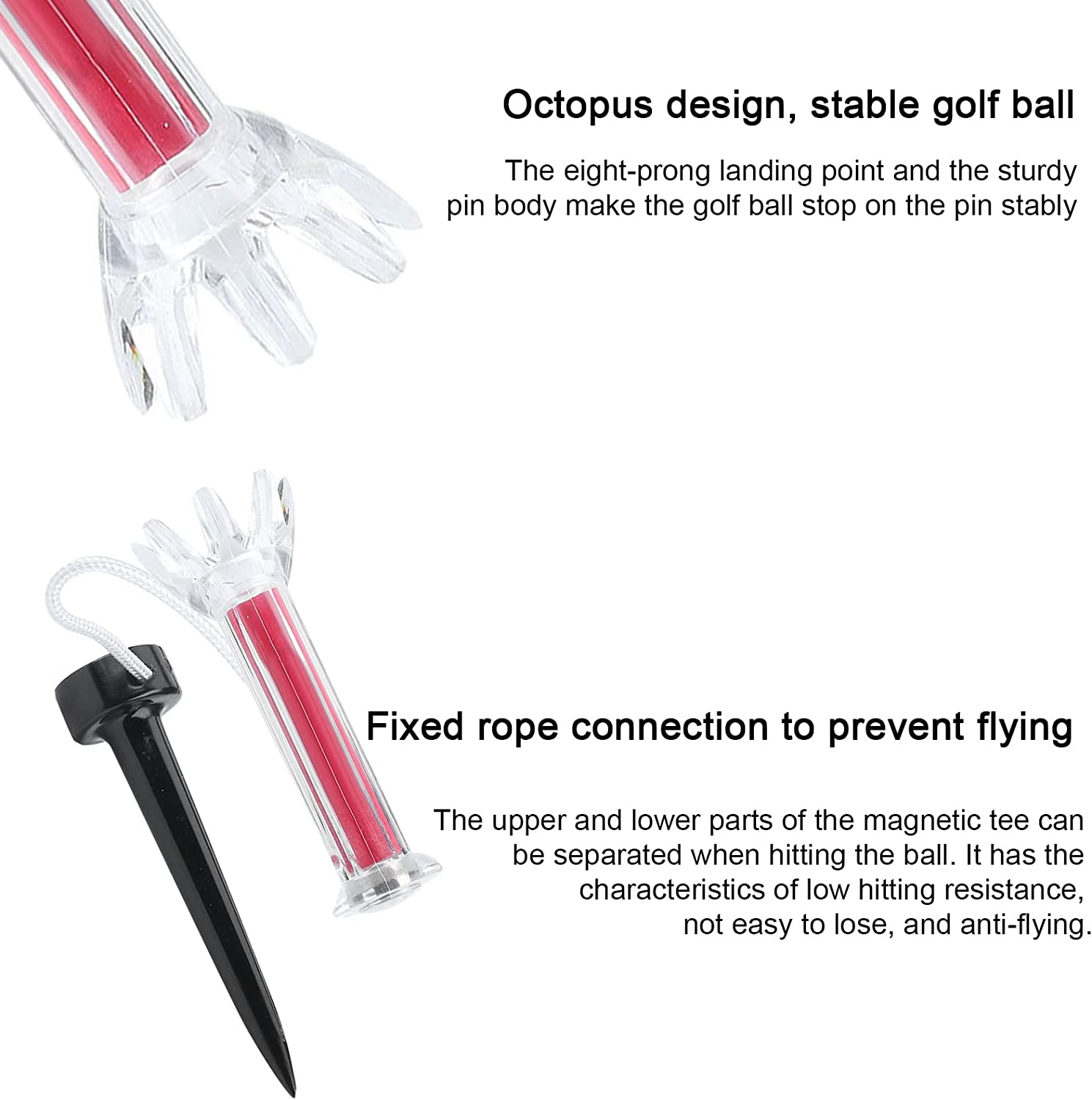 JL Golf Tees, 5Pcs Flexible Magnetic Plastic Golf Tee Training Practice Tool Accessory