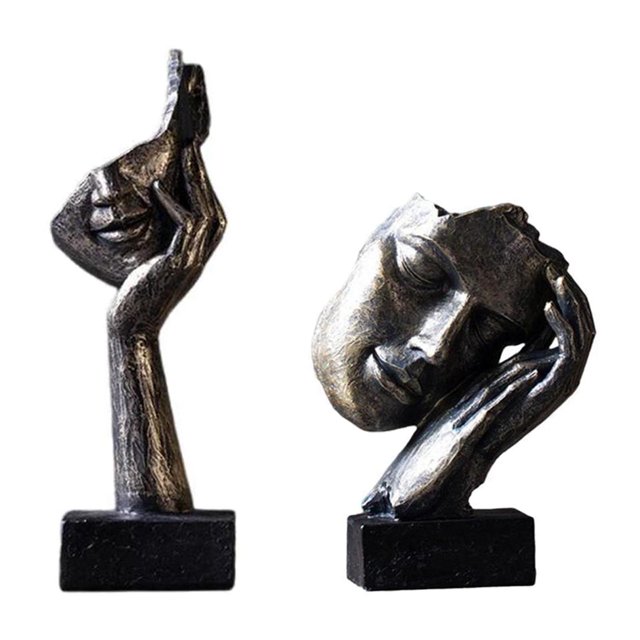 Estatuils de estante de cara de 2 piezas, decoración moderna para el hogar y sa de estar Zulema Figura Cara Abstracta