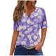 thumbnail image 2 of Fiudx Ofertas Del Día Blusa de Manga Corta Estampada a La Moda para Mujer, Blusas Informales con Cuello En V, 2 of 5