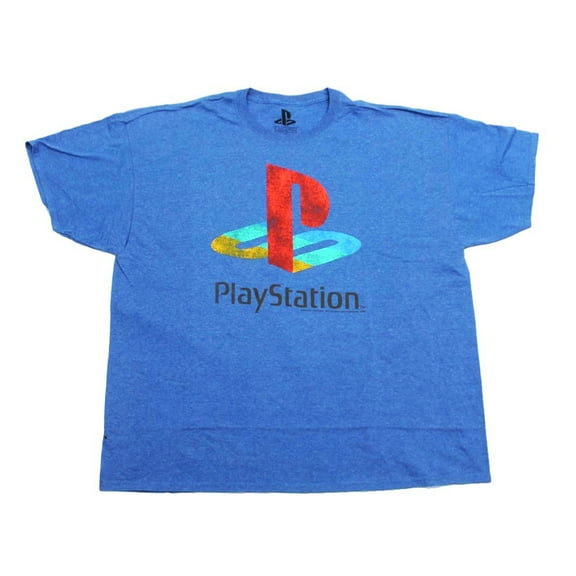 PlayStation Retro Logo Graphic, X Large - (Blue) T-Shirt for Adults