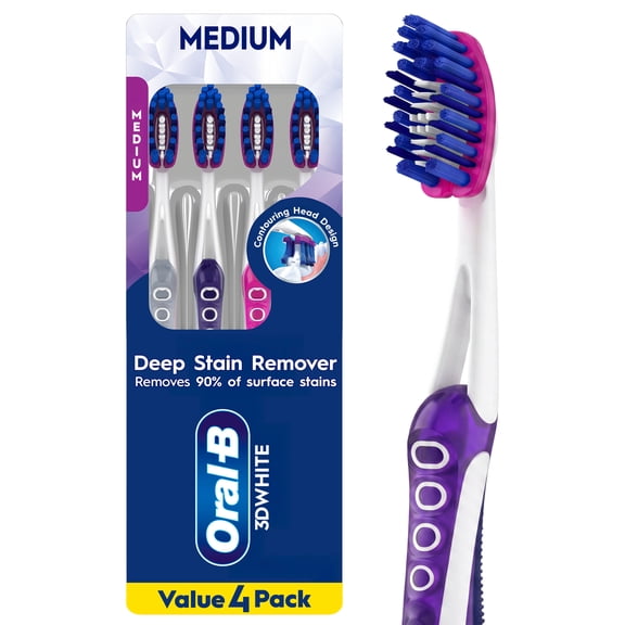 Oral-B Toothbrush Pro Whitening, Medium, 4 Count