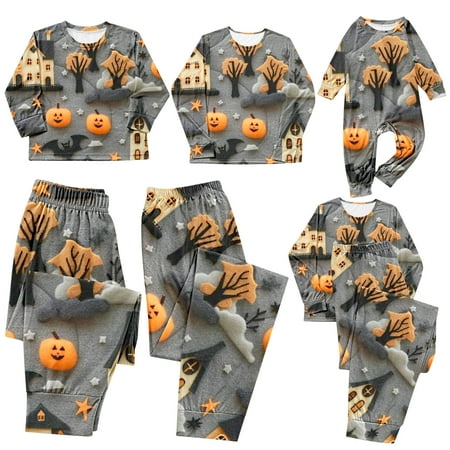 

AGWOLF Family Pajamas Matching Sets Halloween Pumpkin Sleepwear for Baby Adults and Kids Holiday PJS Set Family Pjs for Halloween Night Baby 6 Months